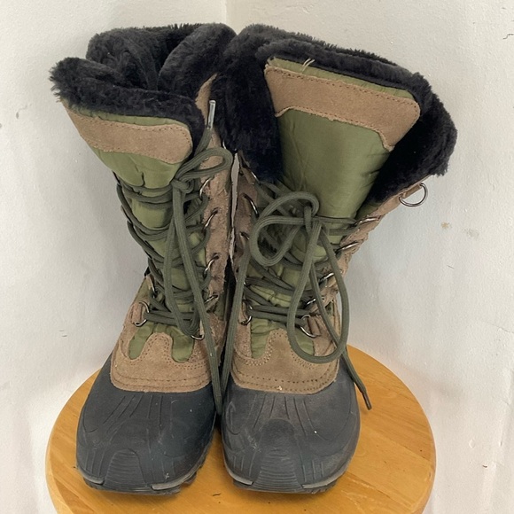 Kamik Boots Womens SnowValley Winter Insulated Tall Green Tan Size 6 - Picture 3 of 8